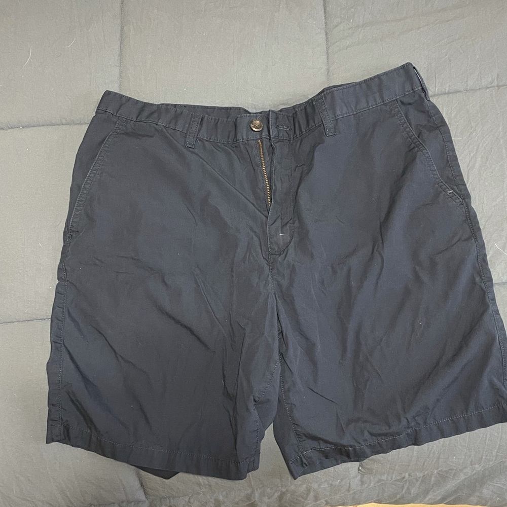 Navy chino-style shorts